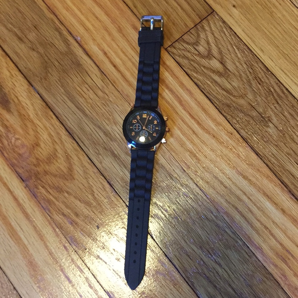 Black and copper watch